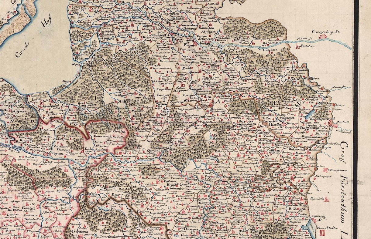 Prūsijos 1733 m. žemėlapis - fragmentas su užrašu LITTAVEN.jpg