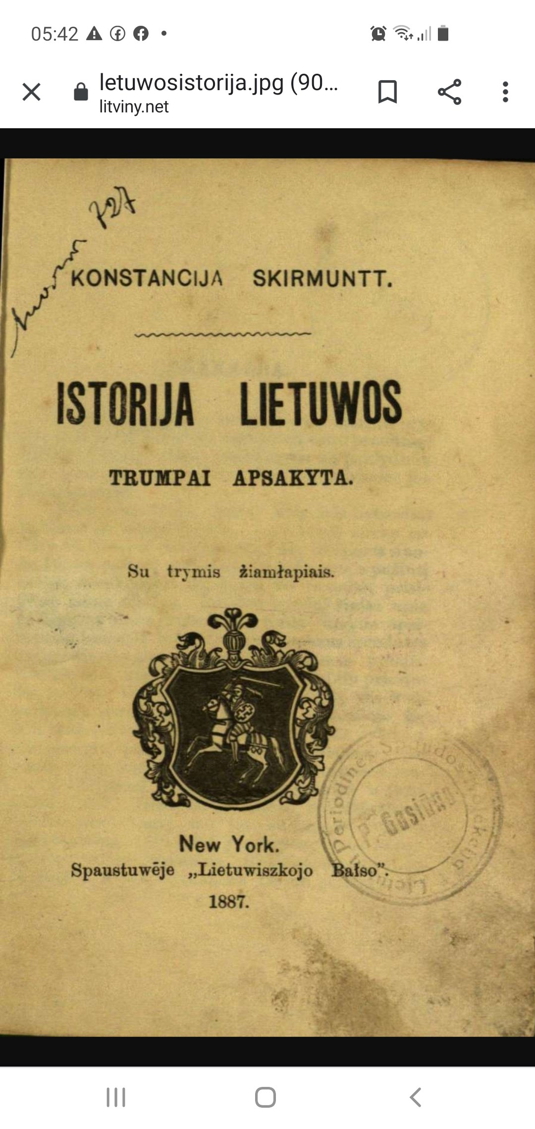 Istorija Lietuwos. Konstancija Skirmuntt. 1887.jpg