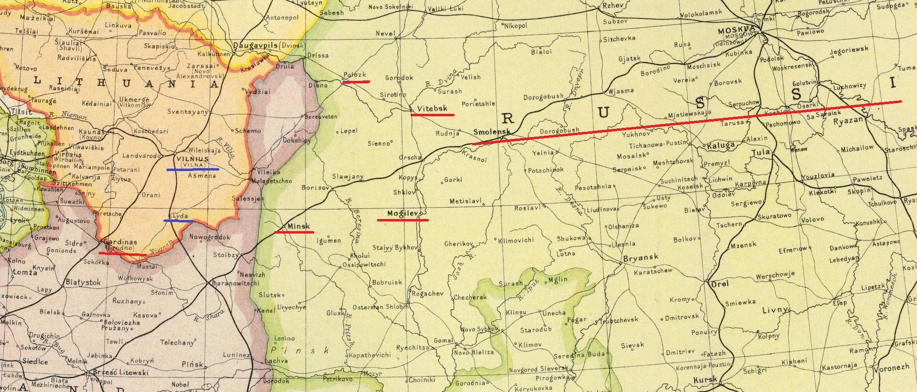1922 m. angliško žemėlapio fragmentas su Lenkijai priskirta siaura juosta šalia Lietuvos ir Rusijos.jpg