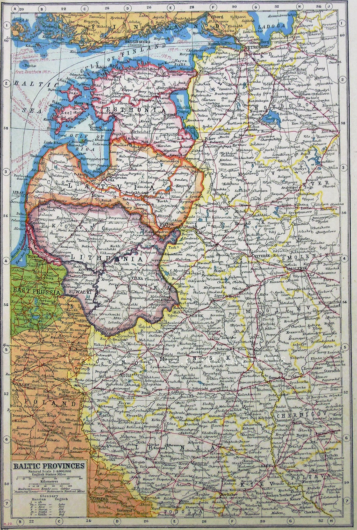 Lietuva - Latvija - Estija, 1920, angliškas žemėlapis.jpg