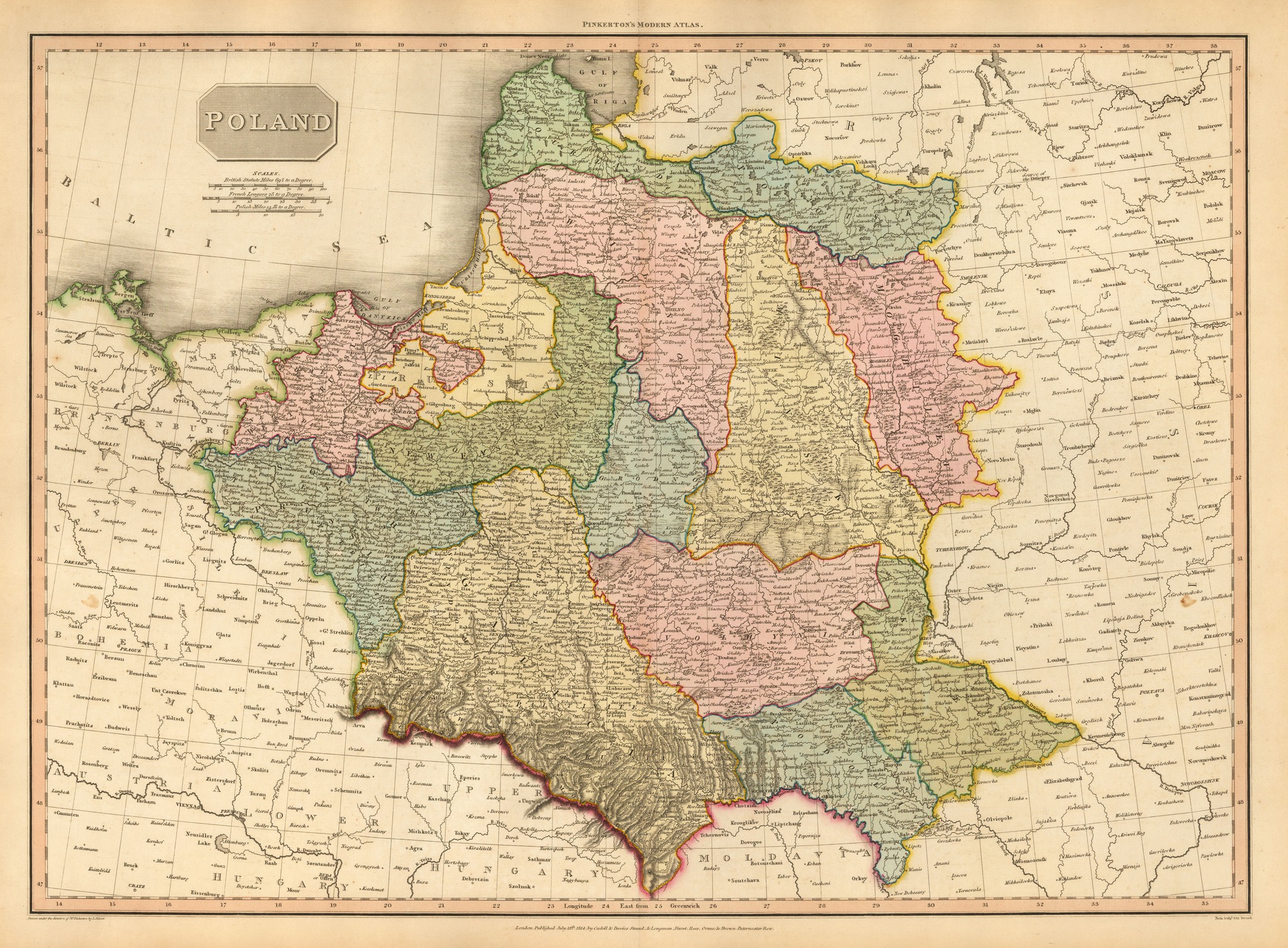 Lenkijos ir Lietuvos žemėlapis, 1815 (angliškas).jpg